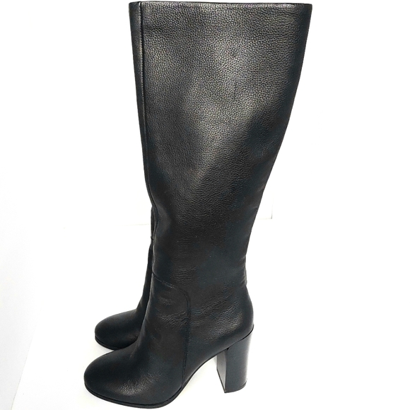 NWOB Kenneth Cole Black Soft Pebble Leather Justin Tall Riding Style Boot Sz 6 - Picture 5 of 9